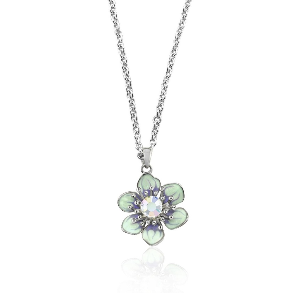 Swarovski Crystal Eternal Flower Pendant Necklace Sterling Silver Overlay